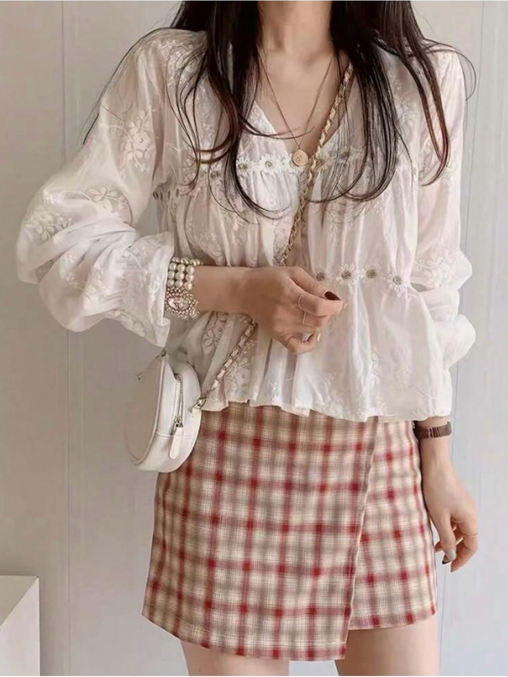 Boho White Embroidered Peasant Blouse